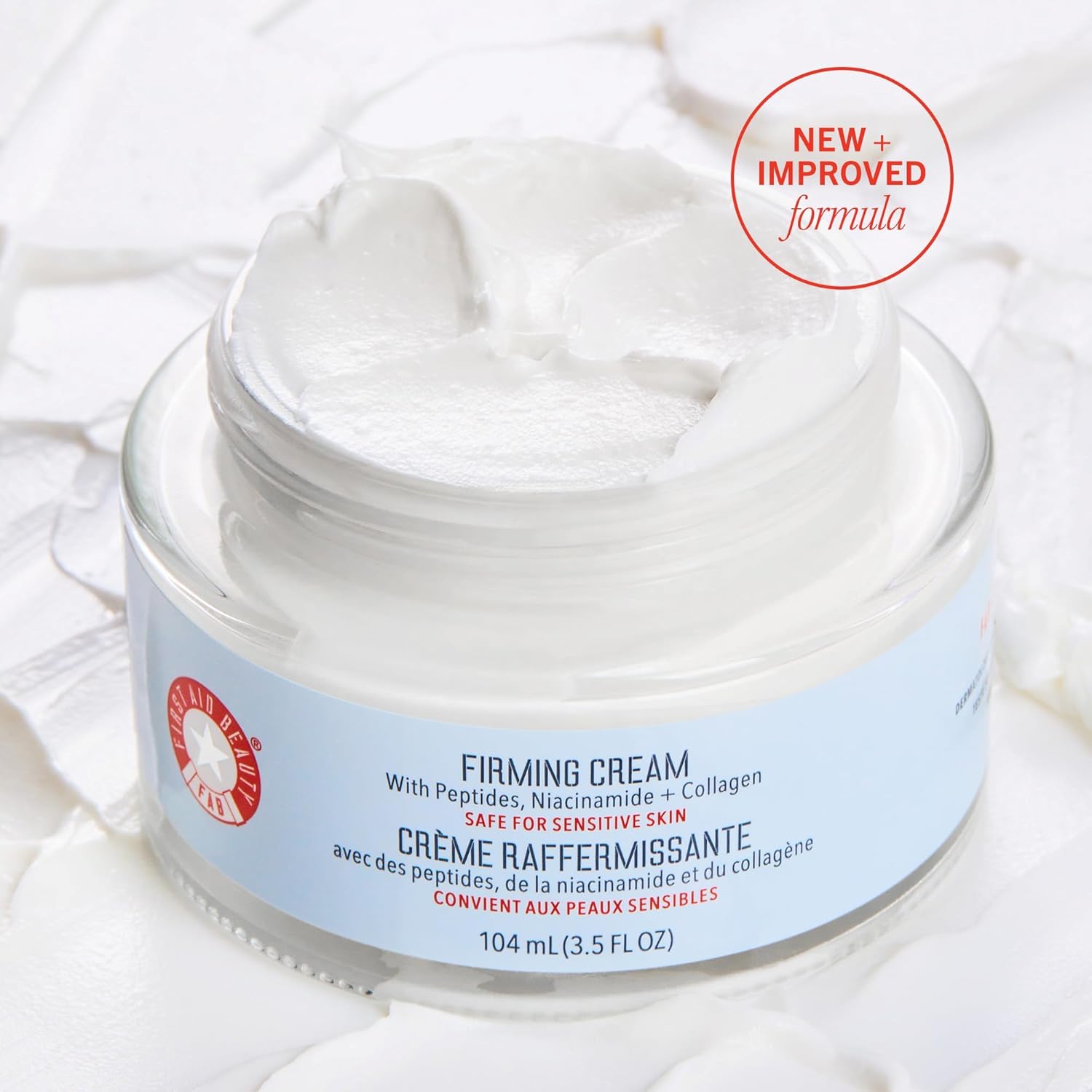 First Aid Beauty - Firming Collagen Cream with Peptides & Niacinamide, Ultra-Rich Plumping Moisturizer, Hydrates & Visibly Firms, Non-Comedogenic, Safe for Sensitive Skin, 3.5 oz-Velvo Beauty