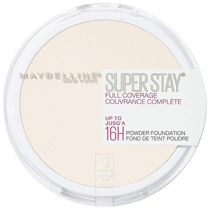 Maybelline Super Stay Full Coverage Powder Foundation Makeup, Up to 16 Hour Wear, Soft, Creamy Matte Foundation, Fair Porcelain, 1 Count-Velvo Beauty
