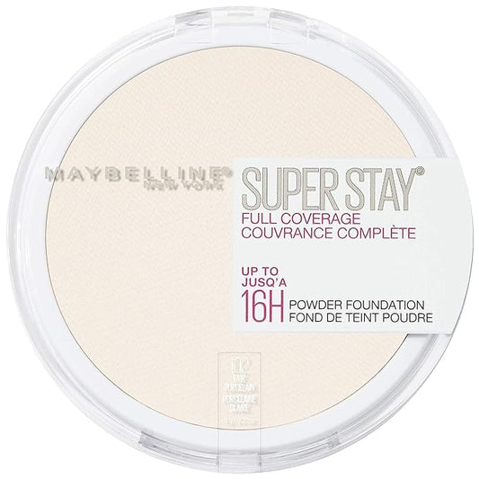 Maybelline Super Stay Full Coverage Powder Foundation Makeup, Up to 16 Hour Wear, Soft, Creamy Matte Foundation, Fair Porcelain, 1 Count-Velvo Beauty