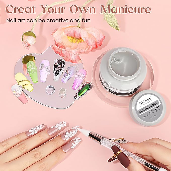MIZHSE Clear Solid Builder Gel For Nails, 30g Non-Sticky Nail Extension Hard Builder Gel, Nail Strengthen 3D Sculpting Nail Art for Carving Modeling Soak Off Manicure Home-Velvo Beauty