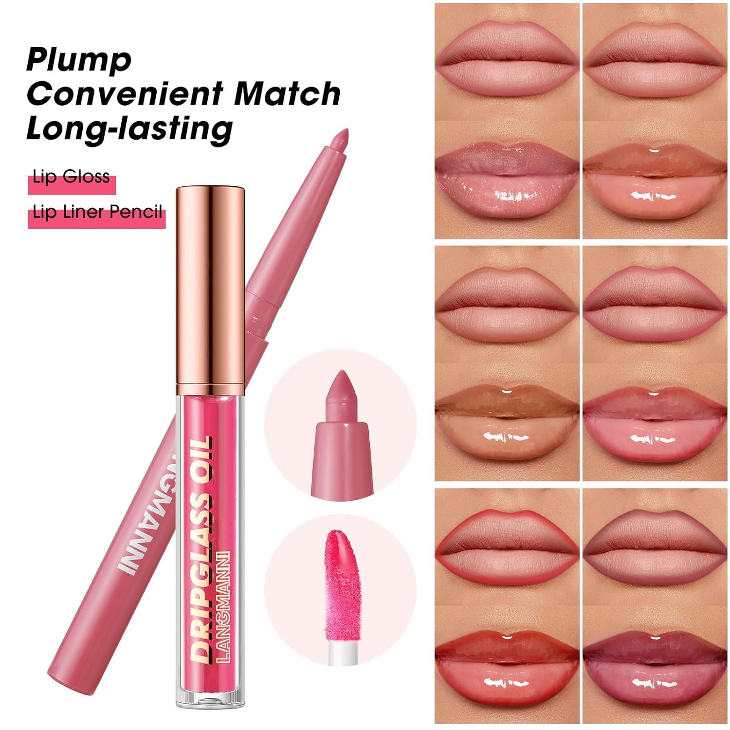 BestLand 12pcs Hydrating Lip Oils + Lip Liner Pencil Lip Combo Sets, 24H Long-Lasting Lip Kit with Lip Liner and Gloss, Nourishing, Non-Sticky Tinted Stain Lip Gloss Plumping Lip Oil Set for Women-Velvo Beauty