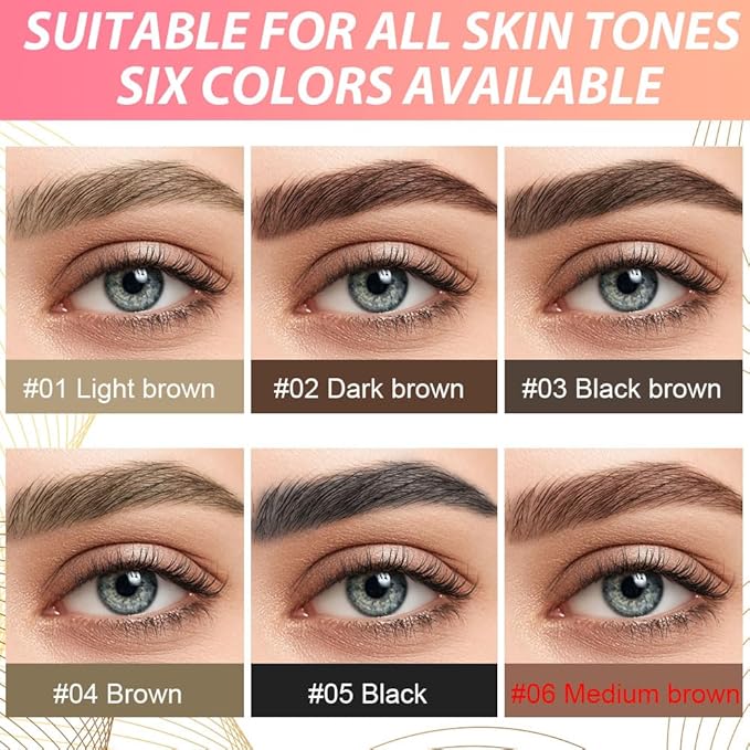 evpct 2Pcs Midium Brown Magic Microblading Dual-Ended Eyebrow Contouring Pen Brow Pencil, with 4 Brush Micro-Fork-Tips Applicator and Precise Brush-Tip Hair Like Stroke, Dual-ended Eyebrow Brush-Velvo Beauty