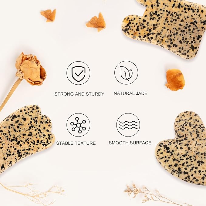 Gua Sha Facial Tools Set of 3 Guasha Massage Tool Jade Gua Sha Scraping Massager for Face,Neck, Eyes and Body,Jade Stone Guasha Board 3 Packs (Speckled Jade)-Velvo Beauty