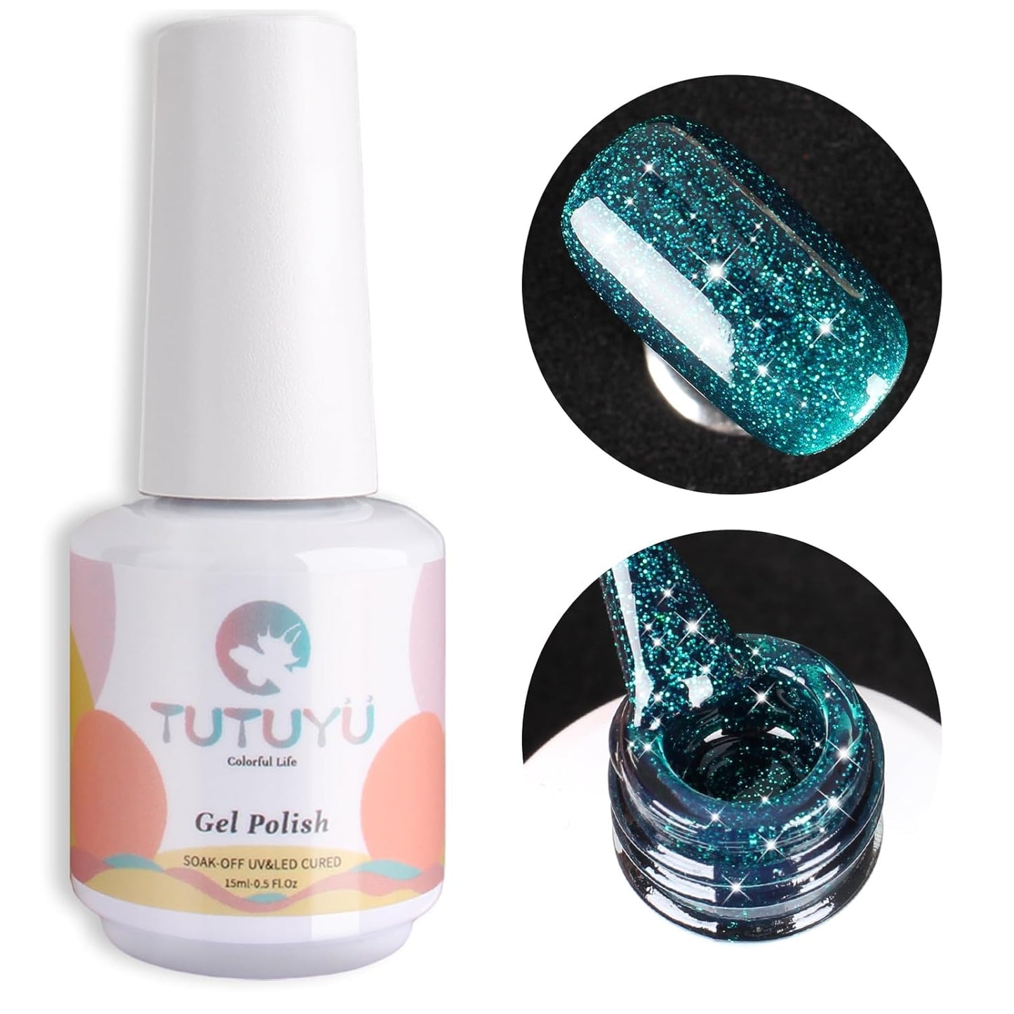 Glitter Gel Polish, Sparkly Shimmer Green Gel Nail Polish, 15ml Soak Off UV Gel Nail Polish for DIY Manicure, St. Patrick's Day Christmas Green Color Gel - GP0063-Velvo Beauty