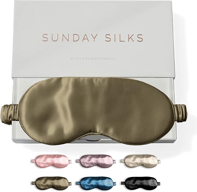 SUNDAYSILKS™ Exclusive Mulberry Silk Sleep Mask | Soft Eye Covers, Blackout Sleeping Mask for Women & Men | Silk Eye Mask for Sleep, Travel, and Relaxation | Antifaz para Dormir [Olive]-Velvo Beauty