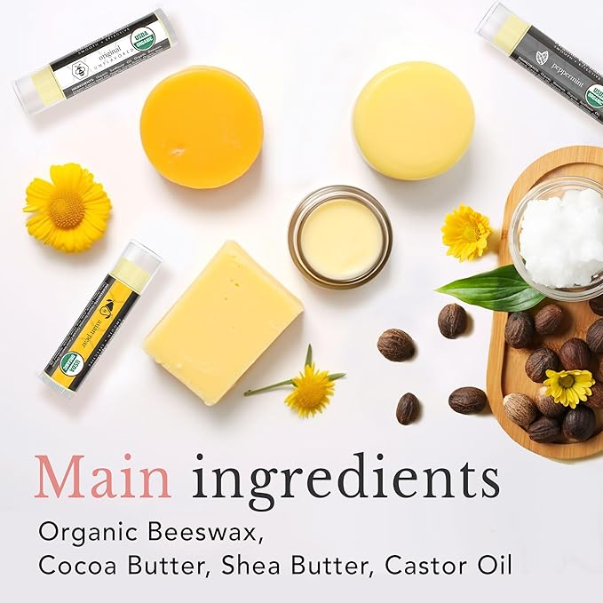 Natural Lip Balm Chapstick Pack - 12 Chap Stick Organic Lip Balm Set for Lip Healing and Repair - Natural Chapstick Hydrating Lip Balm for Dry Cracked Lips Flavored Lip Balm-Velvo Beauty