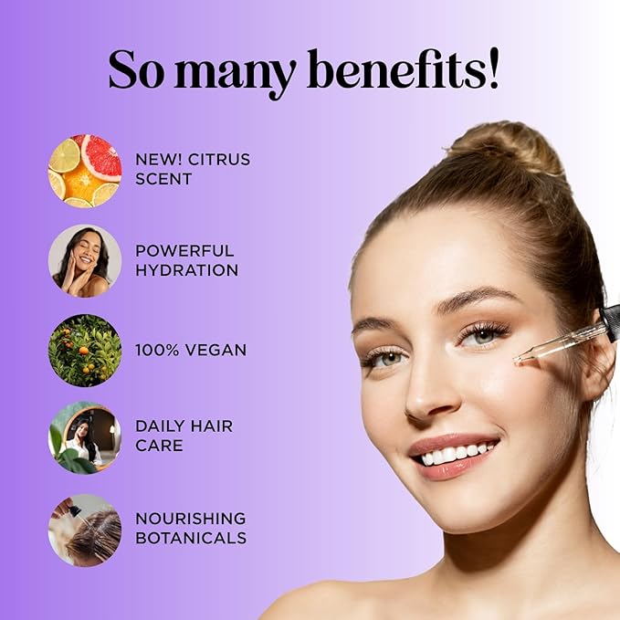 Volumizing Rosemary Hair Oil Serum - Moisturizing Scalp and Hair Oil for Men & Women Infused with Amla Black Castor Pumpkin Argan & Jojoba - Lightweight Hydrating Vegan & Color Safe (Citrus Scent)-Velvo Beauty