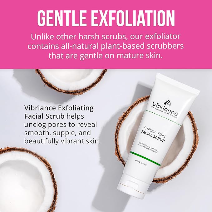 Vibriance Ultra-Gentle Face Scrub, 4 fl oz - Exfoliating Facial Wash Unclogs Pores - Sulfate and Paraben-Free Exfoliator For All Skin Types - Made with Natural Ingredients-Velvo Beauty