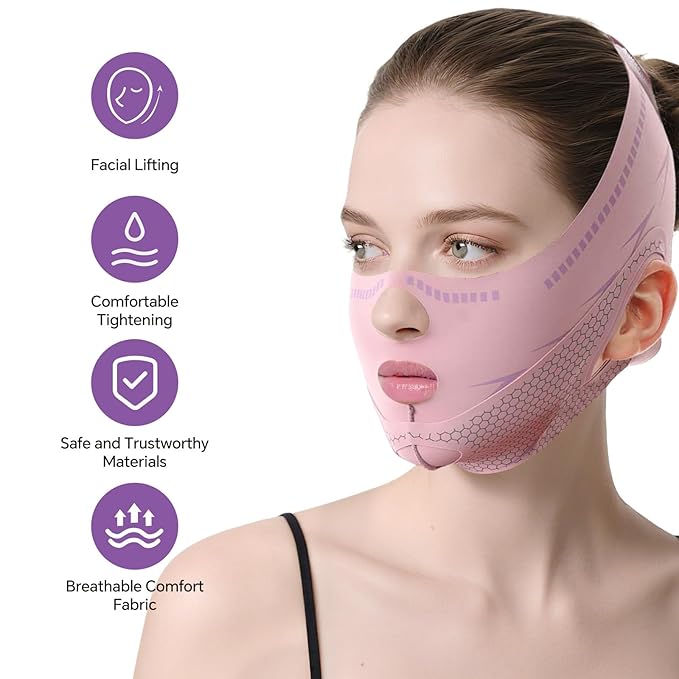 V Line Lifting Mask Chin Strap for Sleeping, V Line Mask, Face Lift Prevent Sagging,Double Chin Reducer,Jawline Shaper,All-Around Coverage, Wrapping and Shaping More Comprehensively.-Velvo Beauty