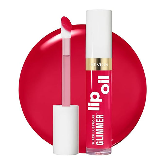 REVLON Super Lustrous Glimmer Lip Oil, Moisturizing & Tinted, Shiny Finish, Made with Plant-Based Squalane, 009 Boiling Point, 0.13 fl oz-Velvo Beauty