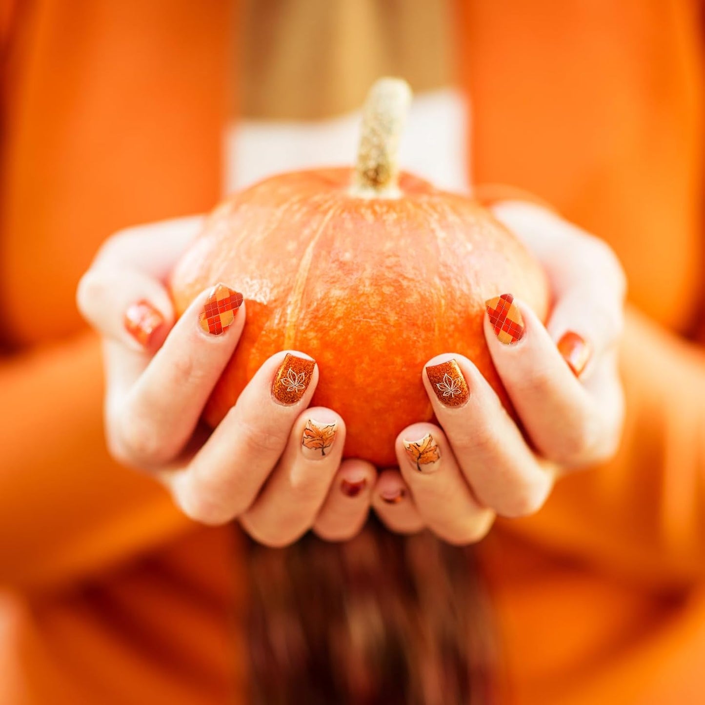 Whaline 10 Sheet Fall Nail Art Stamping Plates Kit Happy Thanksgiving Pumpkins Maple Leaf Gnome Plaid Autumn Blessings Collection Nail Art Plate for Autumn Thanksgiving Nail Art Design DIY Print-Velvo Beauty