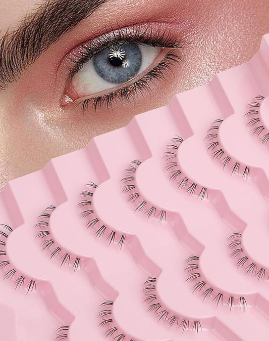 Bottom Lashes Natural Everyday Wispy Lashes Natural Look Flared Eyelashes False Lower Lashes Soft Fluffy Lashes False Eyelashes 7 Pairs B-1-Velvo Beauty