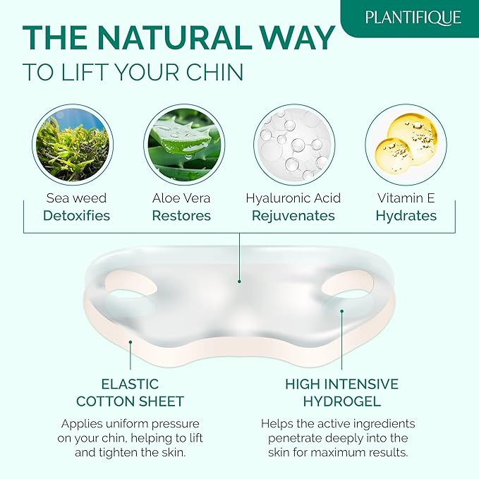 PLANTIFIQUE V-Line Collagen Mask for face 5 PCS | Chin Strap for Women & Men | V Line Lifting Mask with Collagen and Hyaluronic Acid V Shape Face Tape Chin | Skin Firming-Velvo Beauty