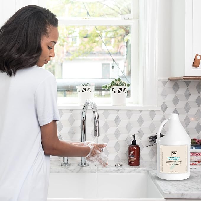 Soapbox Liquid Hand Soap & Body Wash, Sea Minerals & Blue Iris - Gentle, Moisturizing Hand & Body Cleanser, Vegan, Cruelty Free Hand Soap Refill for Bathroom, Kitchen, Professional Use - Gallon Size-Velvo Beauty