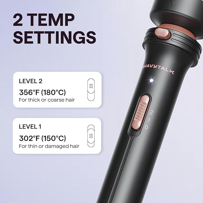 Wavytalk Thermal Brush, 1 1/2 inch Heated Round Brush with Detachable Head, Velvet Pouch and Dual Voltage for Travel, Easy to Create Blowout Look, Rose Gold-Velvo Beauty