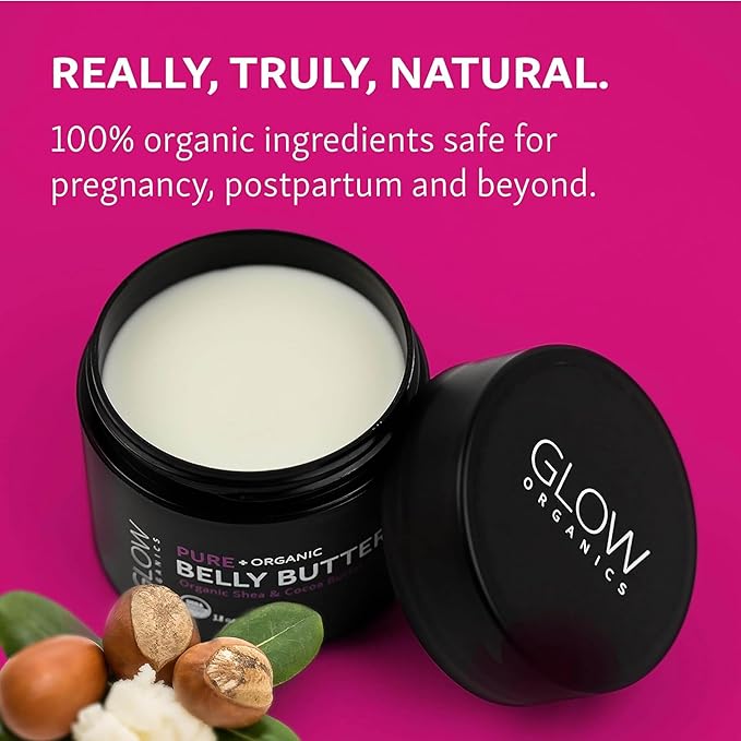Belly Butter for Pregnancy, 100% Organic Stretch Mark Cream, Maternity Skincare for Itchy Skin & Scars, Safe Daily Ritual for Moms, 3.8oz-Velvo Beauty