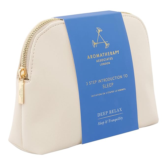 Aromatherapy Associates 3 Step Introduction to Sleep. Luxurious Gift Set Includes Deep Relax Bath and Shower Oil, Sleep Mist and Body Butter in a Vegan Leather Travel Bag (1 count)-Velvo Beauty