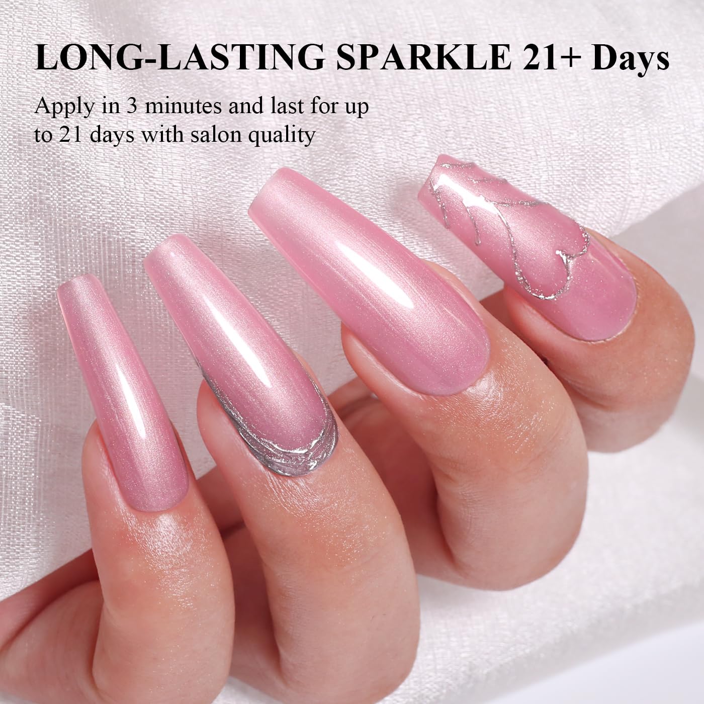 Imtiti Glitter Gel Nail Polish, Light Pink Pearl Glitter Nail Gel Polish Diamond Shimmer Sparkle Soak Off UV LED Spring Summer Manicure 10ML-Velvo Beauty