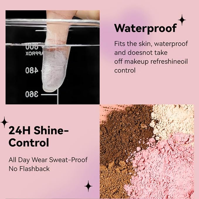 Loose Face Powder Glitter Setting Powder Matte Finishing Powder Shine,Long-lasting,Lightweight,Sets Foundation Makeup-Velvo Beauty