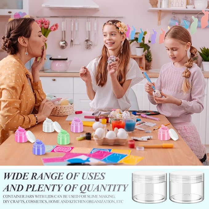 SATINIOR 24 Pieces Empty Clear Plastic Jars with Lids Round Storage Containers Wide Mouth for Beauty Product Cosmetic Cream Lotion Liquid Butter Craft and Food(Clear Lid,8 oz)-Velvo Beauty