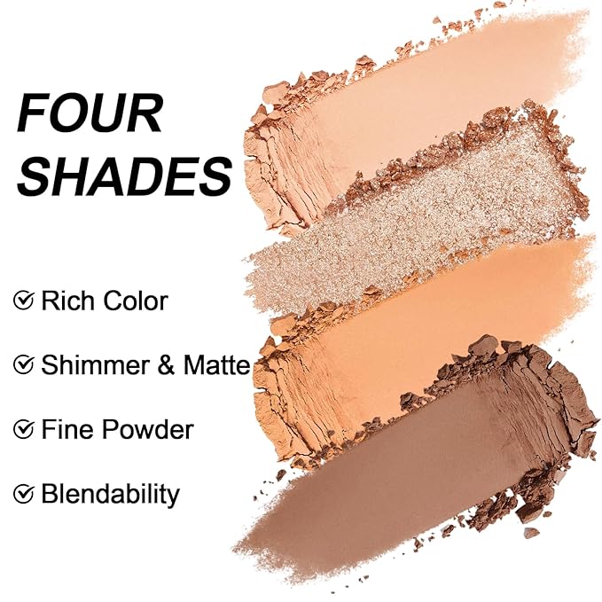 Erinde Quads Matte Eye Shadow Powder Makeup Palette, Nude Neutral Brown Matte Shimmer Eyeshadow, Long Wearing Waterproof Everyday Eye Makeup, sombras de ojos, with Built-In Mirror, 01-Velvo Beauty