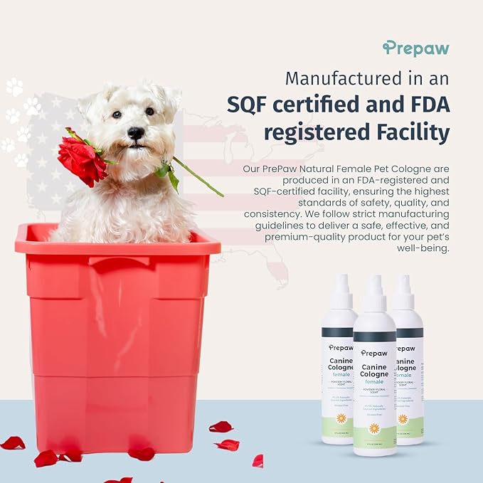 Natural Pet Cologne - Powdery Floral Scent, 3-in-1 Deodorizing, Conditioning & Moisturizing Spray for Dogs & Cats - Long Lasting. Daily Use, 8 fl oz (Female Pet)-Velvo Beauty