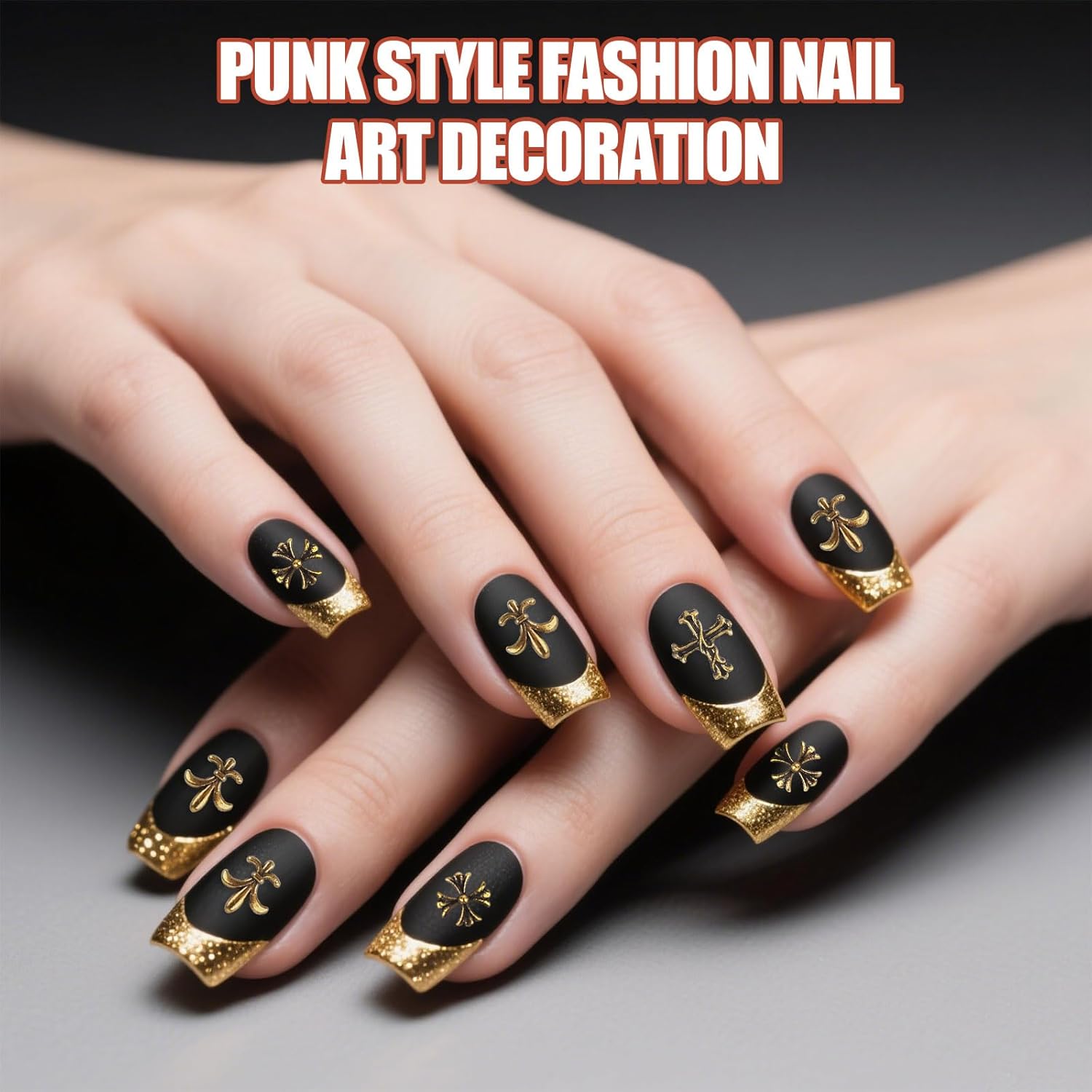 Artdone Nail Art Studs Kit, 3D Gold Cross Nail Charms and Star Gems Bulk Nail Jewels Shiny Crosses for DIY Professional Manicures Decoration-Velvo Beauty