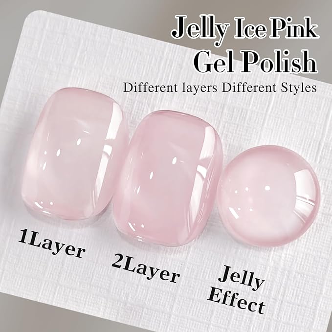 Double Rhythm Gel Polish Translucent Sheer Neutral Natural Light Milky Same Color Same Bottle 15ML Jelly Polish Art DIY at Home (Baby Pink-A1376)-Velvo Beauty