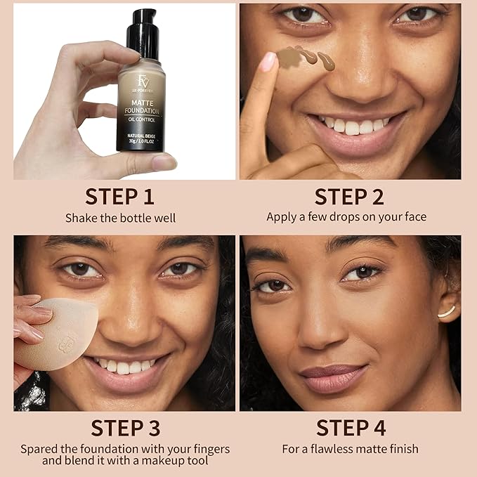 FV Full Coverage Liquid Foundation, Lightweight & Concealing, Long Lasting Matte Foundation Makeup with Flawless Finish, Oil Control Waterproof Foundation for Oily Skin (Toffee Matte)-Velvo Beauty