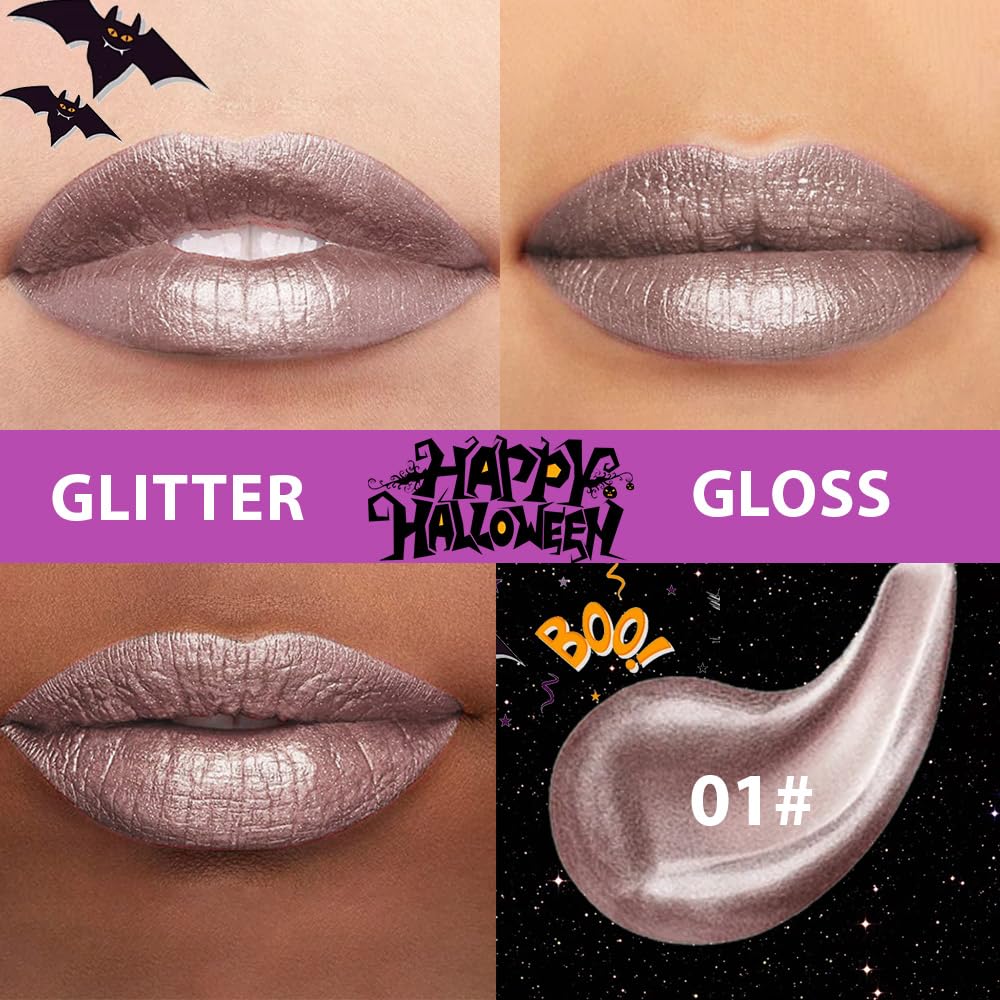 Taupe Metallic Lipstick for Women,Glitter Sparkling Liquid Lipstick,Long Lasting Waterproof Lightweight Comfortable Non-Drying Bold Dark Lip Gloss for Gothic Stage Makeup,Cruelty Free-Velvo Beauty