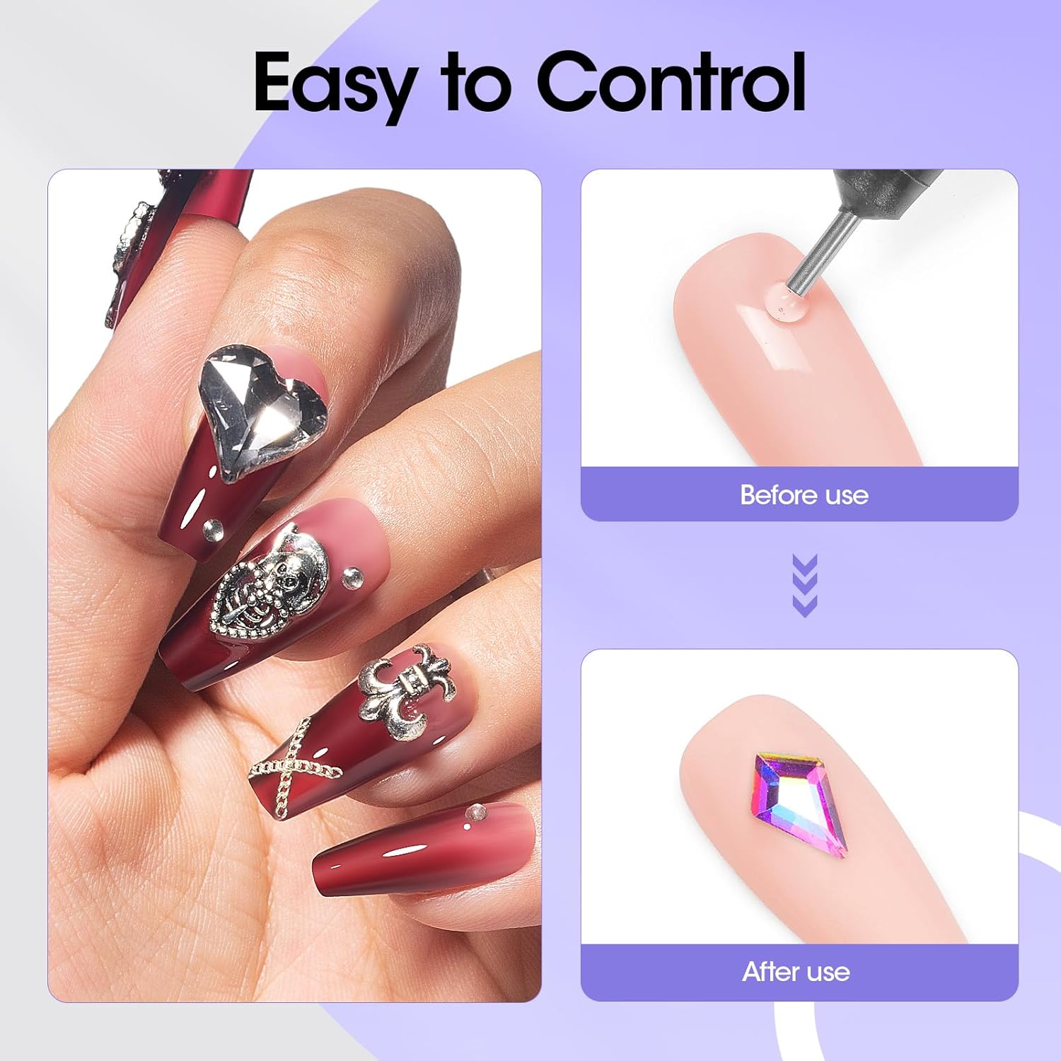 Gellen 30g Rhinestone Glue for Nails, Super Strong Adhesive Gel Nail Glue for Nail Charms, UV Light Needed Nail Gel for 3D Nail Art & Beads & Diamonds & Jewelry-Velvo Beauty