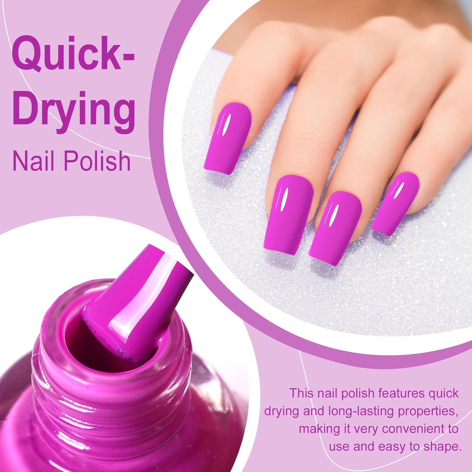 Major Dijit Magenta Purple Quick Dry Regular Nail Polish - Nail Art Lacquer, 0.41 Fl Oz-Velvo Beauty