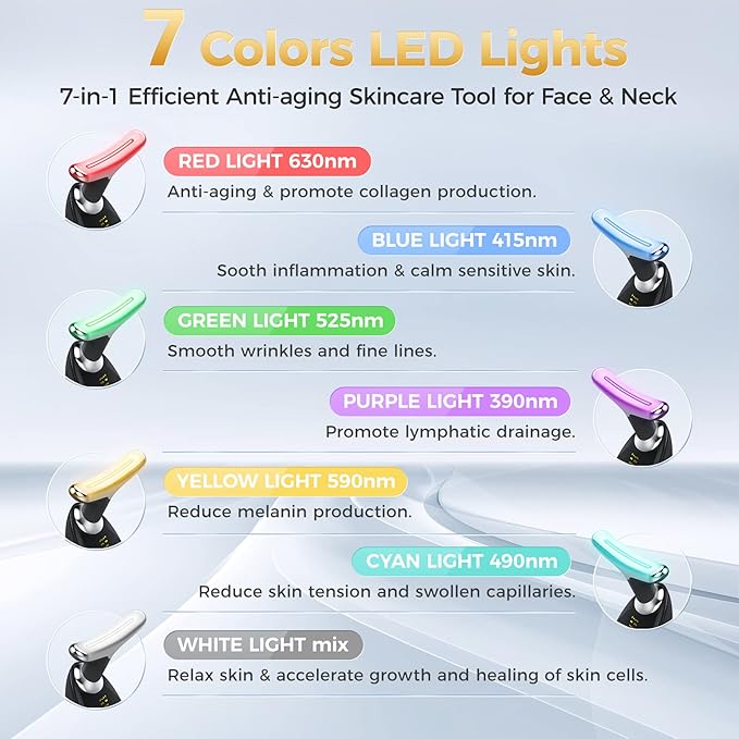 7-in-1 Deplux Face Neck Massager for Skin Care at Home, Facial Massager Glossy Black-Velvo Beauty