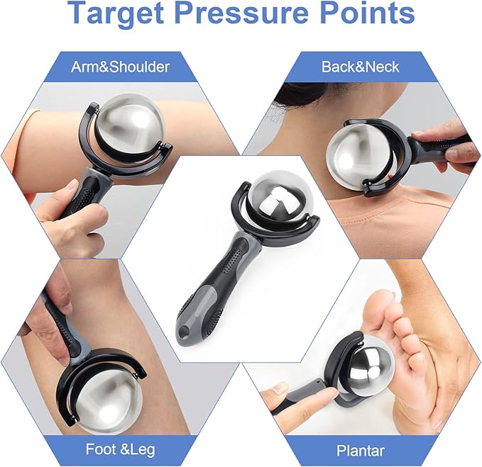 Cold Massage Roller Ball, Cold Therapy Relief, Portable Fitness Ice Roller Ball with Handle, Great Tool for Back/Neck Pain, Muscles Recovery and Inflammation-Velvo Beauty