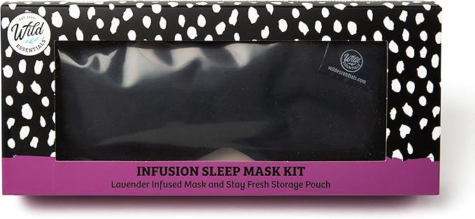 Wild Essentials Infusion Sleep Mask Infused with French Lavender, Includes resealable Pouch to Keep Fresh, Nose Bridge to Block Light Below Eyes, Aromatherapy, Calming, Relaxing, Black-Velvo Beauty