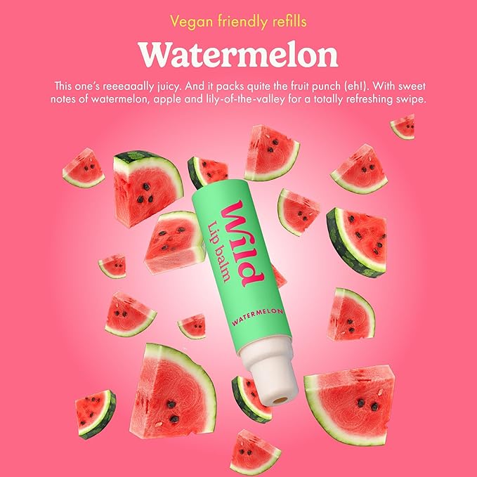 Wild Refillable Lip Balm Starter Kit - Includes Blue Aluminum Case & 3 Pack Lip Balm Refills in a Variety of Scents - Includes Coconut & Vanilla, Passionfruit Swirl & Watermelon Flavors-Velvo Beauty