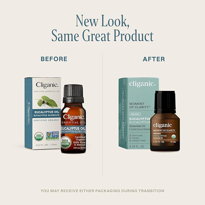 Cliganic USDA Organic Eucalyptus Essential Oil, 100% Pure | Natural Aromatherapy Oil for Diffuser Steam Distilled | Non-GMO Verified (Packaging May Vary)-Velvo Beauty