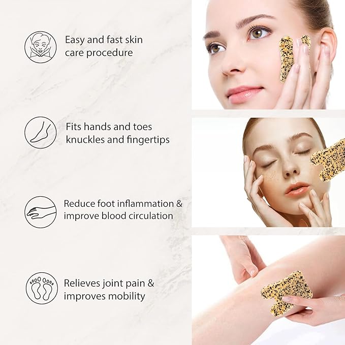 Gua Sha Facial Tools Set of 3 Guasha Massage Tool Jade Gua Sha Scraping Massager for Face,Neck, Eyes and Body,Jade Stone Guasha Board 3 Packs (Speckled Jade)-Velvo Beauty