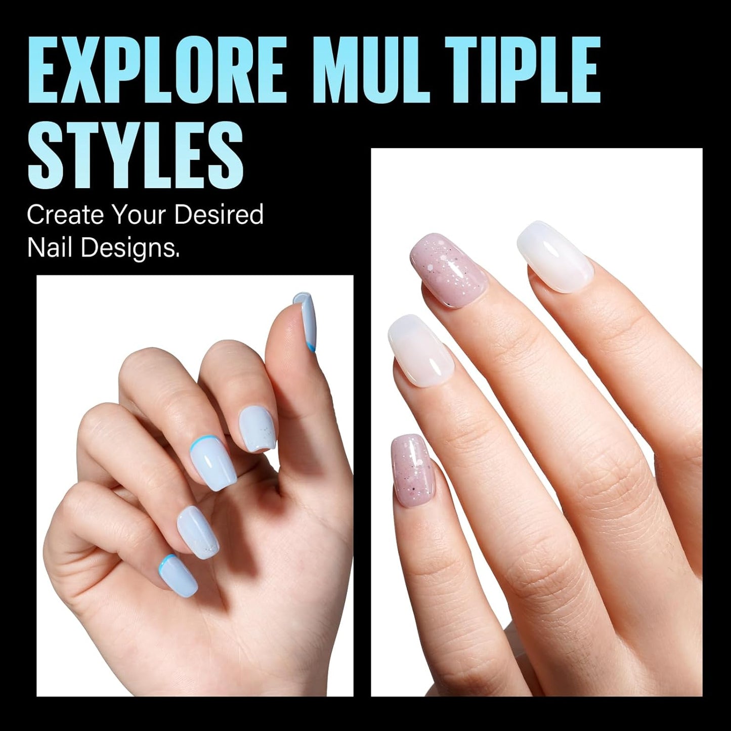 TOMICCA Extra Short Square Nail Tips,Fake Nails Half Matte Acrylic Gel Nail Tips 240Pcs Full Cover False Nails 12 Sizes for Nail Extension Home DIY Salon-Velvo Beauty