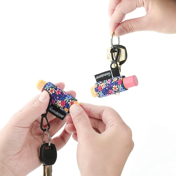 6 Pack Compact Clip-On Chapstick Holder Premium Release Clip Neoprene Sleeve with Clip Fits Most Standard Lip Balm-Velvo Beauty