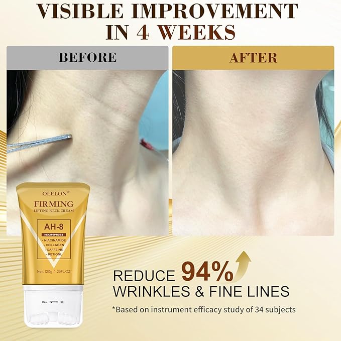 [2025 Upgrade] AH8 Firming Neck Cream with Roller - Tightening & Lifting Cream for Sagging Skin, 8-HA Clockwise Neck Cream for Face & Body Skin Tightening Cream with Massage Roller-Velvo Beauty