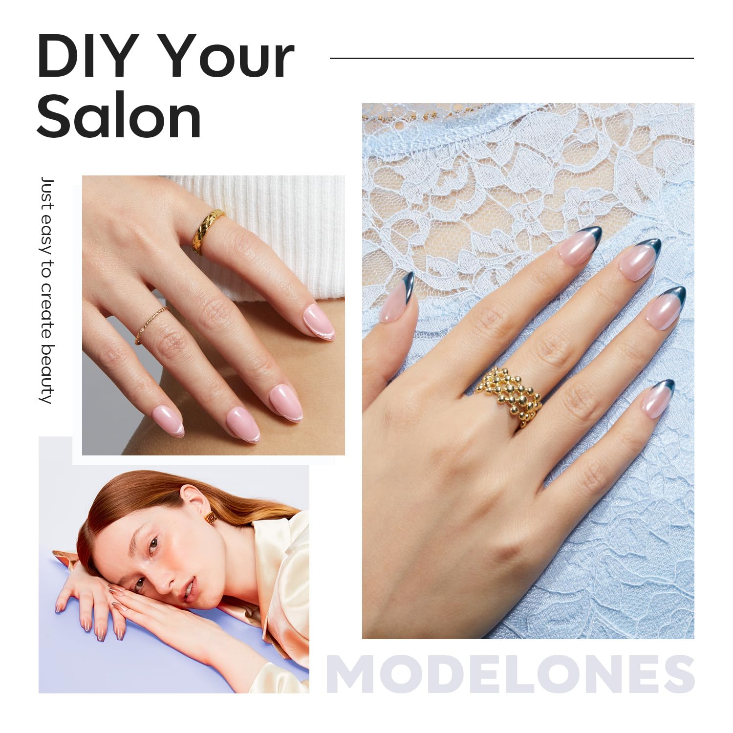 Modelones Short Almond Fake Nail Tips - 510Pcs Gel Tips Pre-shaped Half Matte Full Cover Clear Acrylic Gel Kit False Press on Nails for Extension DIY Salon 15Sizes-Velvo Beauty