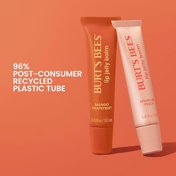 Burt’s Bees Mango Grapefruit Lip Jelly Balm, With Hyaluronic Acid and Squalane Moisturizer To Instantly Hydrate Lips, Lip Gloss With Responsibly Sourced Beeswax, Tint-Free, Lip Treatment, 0.45 oz.-Velvo Beauty