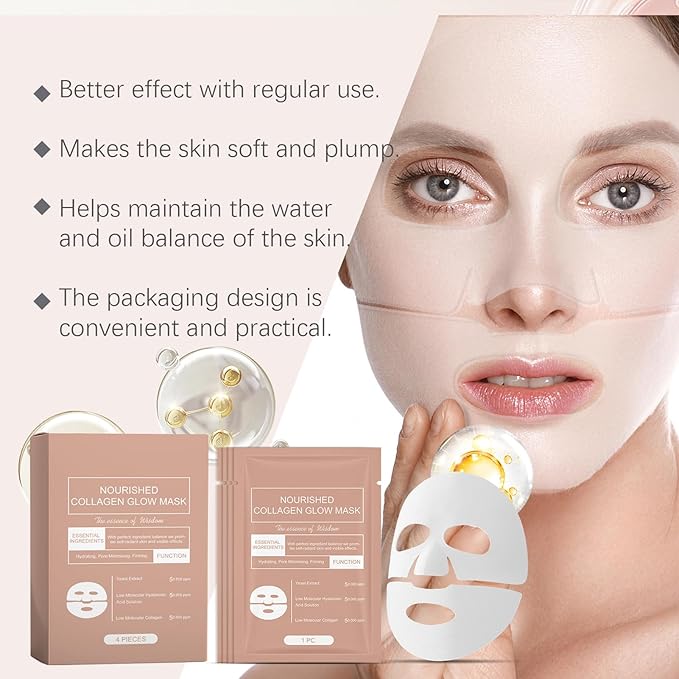 Retinol Collagen Face Mask – Korean Tightening Hydrogel Overnight Mask, Deep Moisturizing & Elasticity Boost, Long-Lasting Hydration & Brightening Skin (Collagen Face Mask)-Velvo Beauty