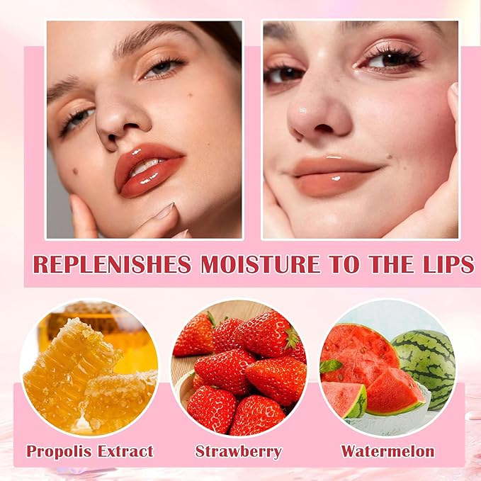 Honey Lip Balm (Strawberry, Watermelon) - Smooth, Hydrating Propolis Lip Mask Overnight Scrubs Exfoliator, Natural Ingredients, Lip Care Set-Velvo Beauty