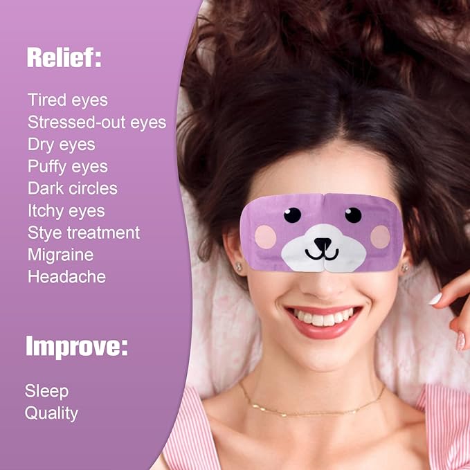 Steam Eye Mask for Dark Circles and Puffiness 20 Pcs, Lavender Disposable Eye Warm Compress for Dry Eyes, Soothing Headache Migraine, Stye Treatment, Relief Stress Eye Fatigue-Velvo Beauty