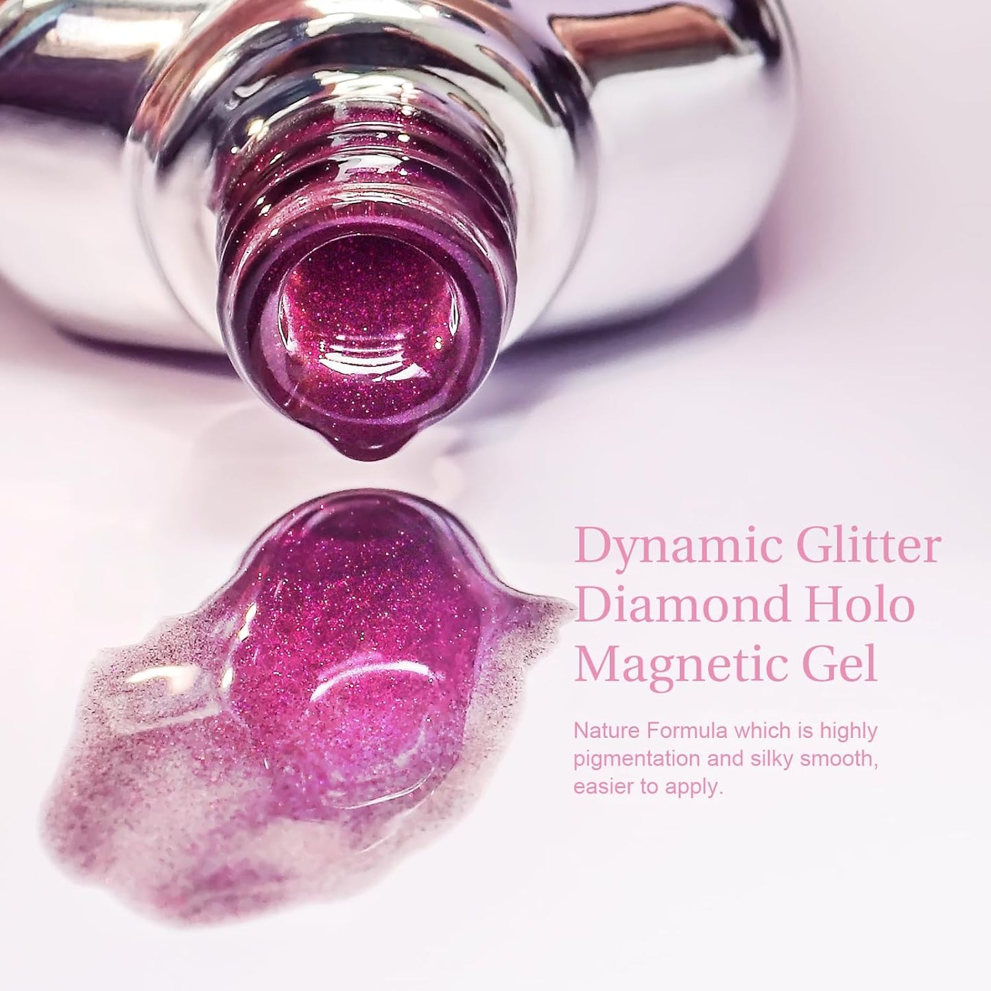 Cat Eye Gel Nail Polish with Magnet Stick, 15ml Glitter Holographic Nail Polish, Magnetic Effect Gel for Home DIY Manicure Gift, Exotic Berry-Velvo Beauty