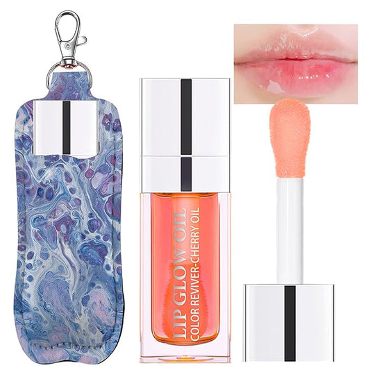 Hydrating Lip Glow Oil, Plumping Watery Lip Gloss, Refreshing Moisturizing Lip Oil Tinted Lip Balm, Lasting Nourishing Revitalizing Lip Tint Lip Care (01# Pink)-Velvo Beauty