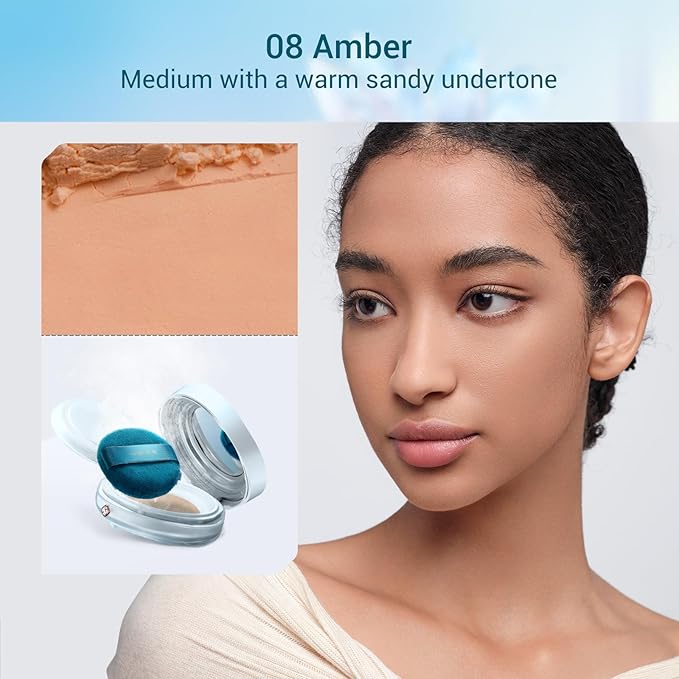 FLORASIS Breathable Loose Setting Powder, Flawless Jade Lightweight Long-Lasting Makeup Powder for Face (08 Amber)-Velvo Beauty