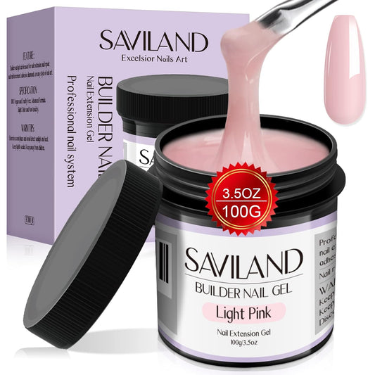 SAVILAND 100 G Builder Nail Gel - 3.5 oz Light Pink Hard Gel for Extension Nail Art Manicure Starter for Professional Nails Salon Home DIY-Velvo Beauty